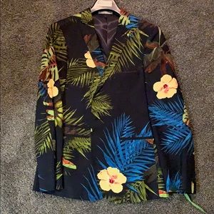 Paisley and gray floral suit jacket